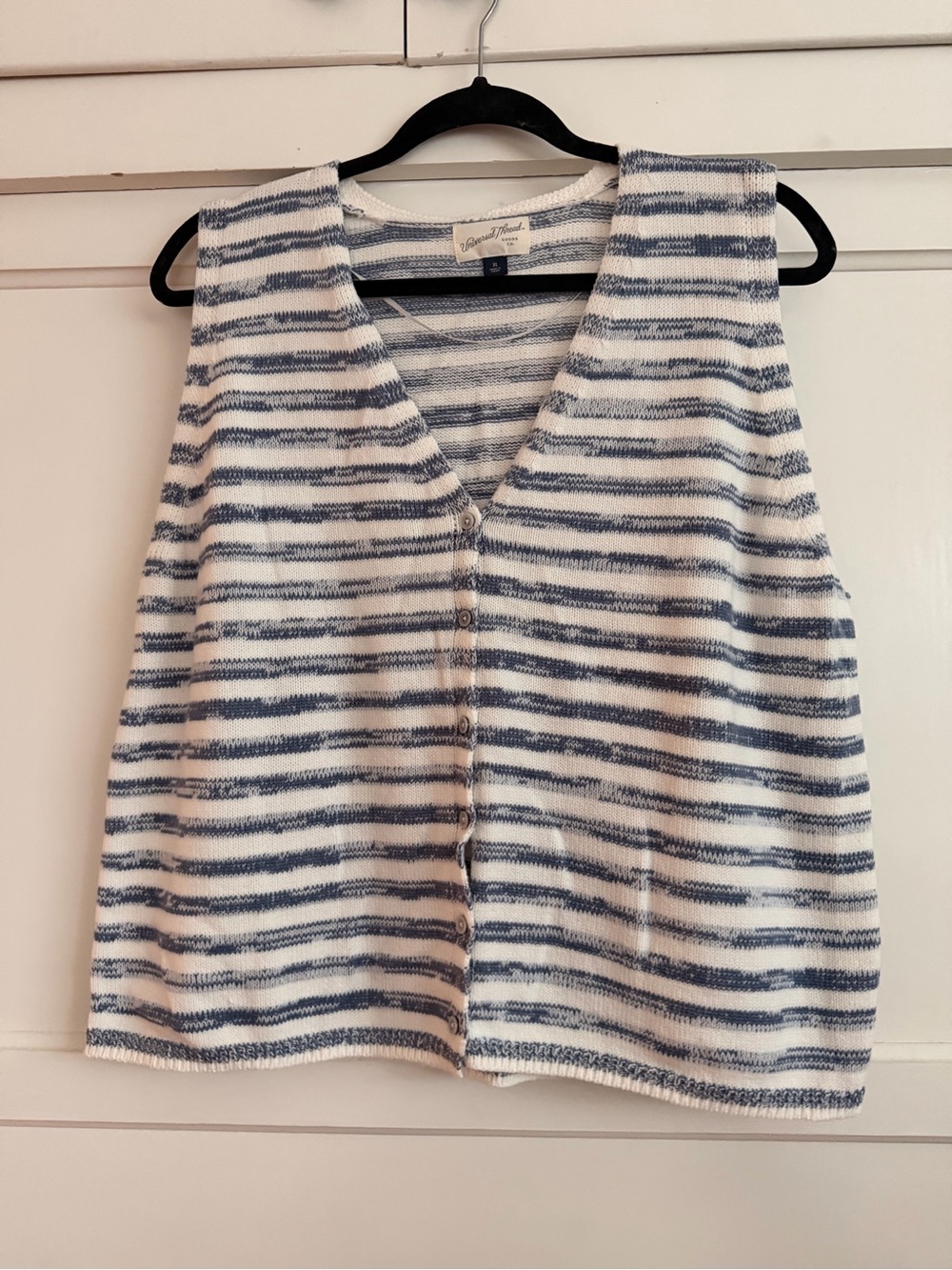 Button Front Stripe Sweater Vest Tank - Picture 4 of 5